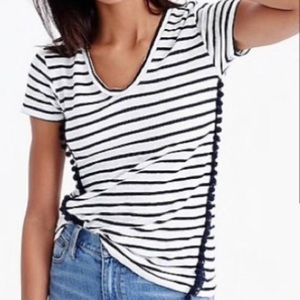 J. Crew Black and White Striped Short Sleeve Tee